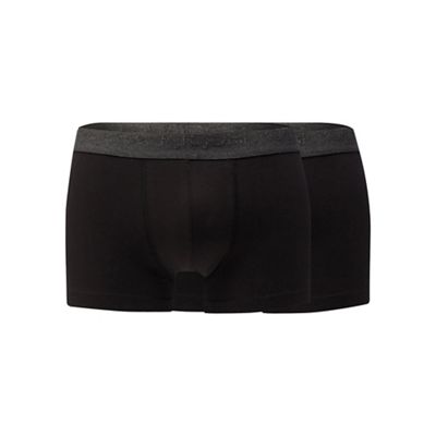 Big and tall designer pack of two black hipster trunks